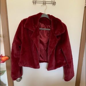 Red faux fur short Jacket